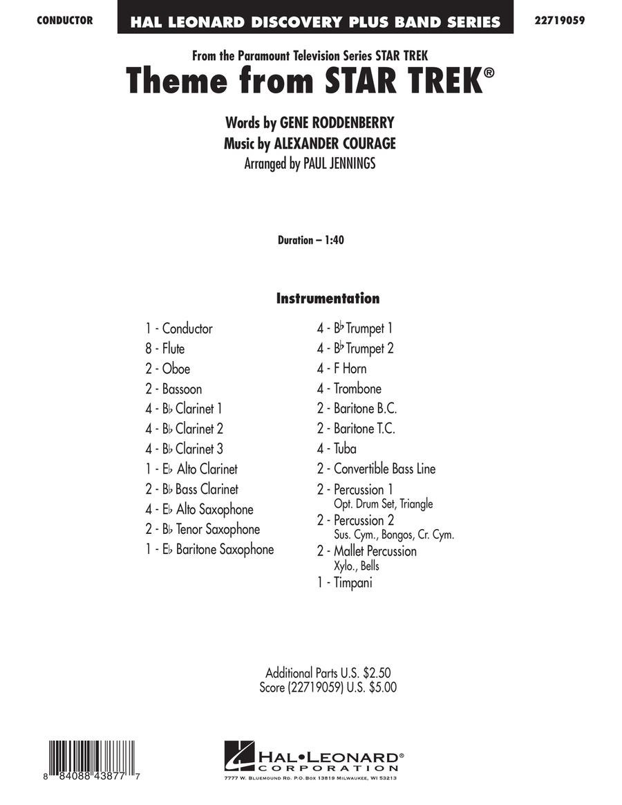 Theme from Star Trek (TV Series) - Full Score Concert Band scores gallery preview page 1