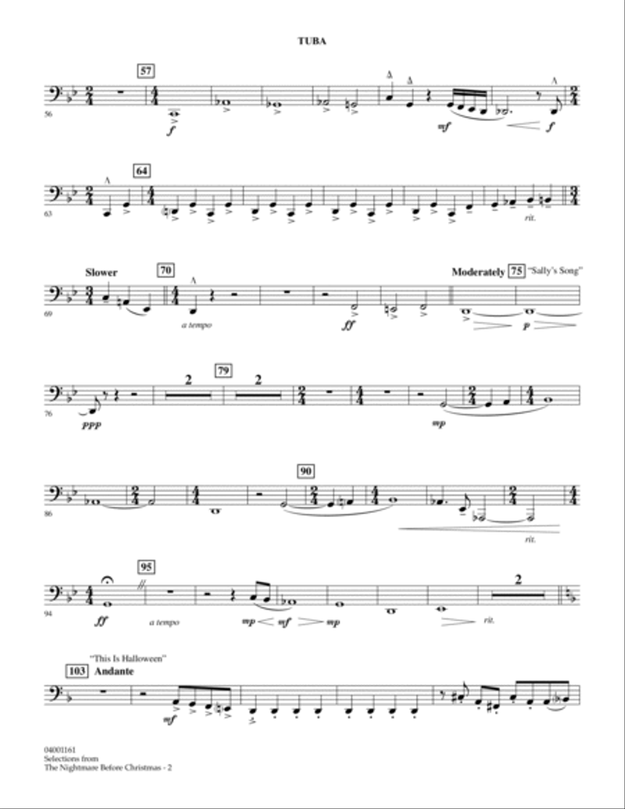 Selections from The Nightmare Before Christmas - Tuba Concert Band scores gallery preview page 2