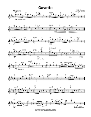 Gavotte by Gossec, lead sheet with guitar chords