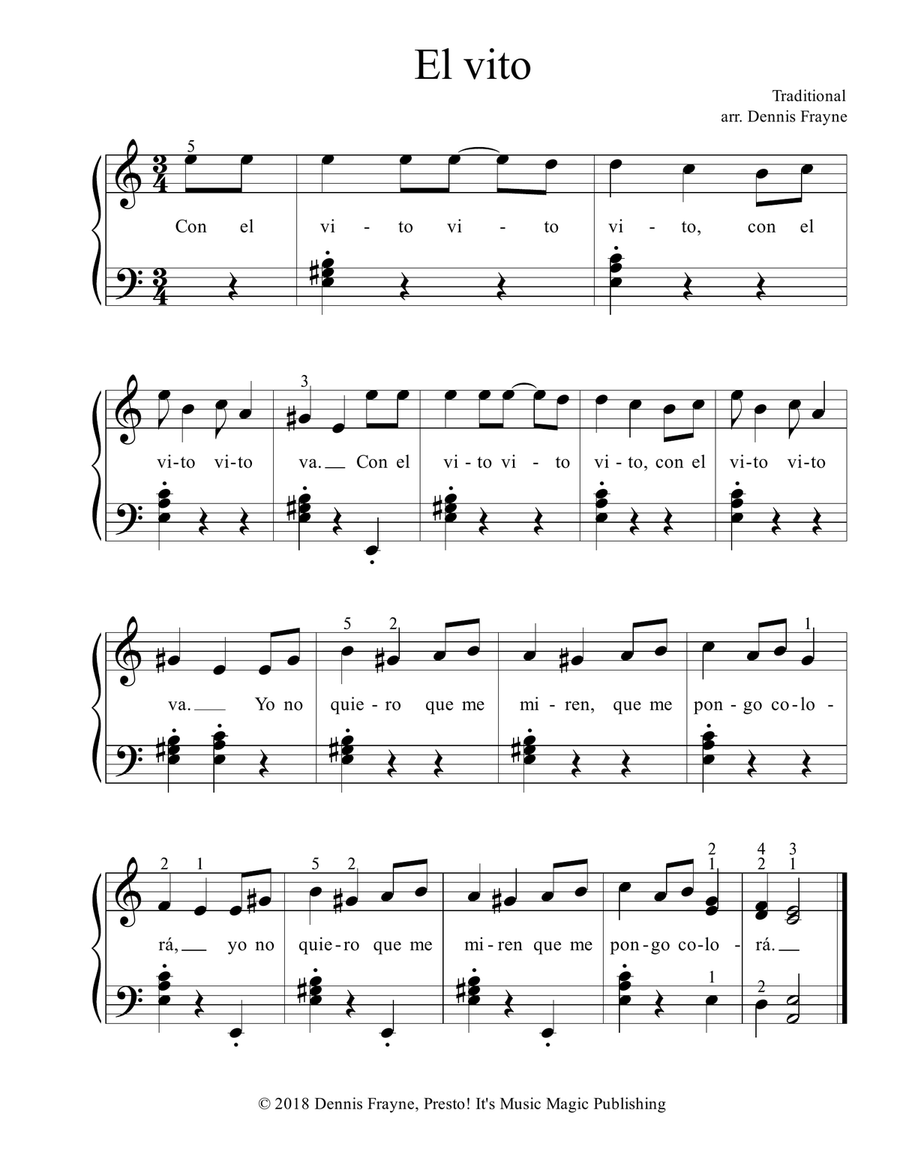 El vito Piano, Vocal scores gallery preview page 1