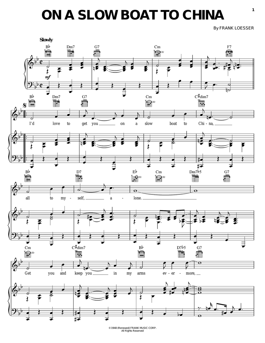 On A Slow Boat To China On A Slow Boat To China Piano, Vocal, Guitar scores gallery preview page 1