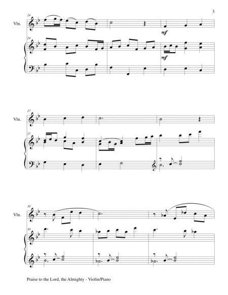 PRAISE TO THE LORD, THE ALMIGHTY (Duet – Violin and Piano/Score and Parts) image number null