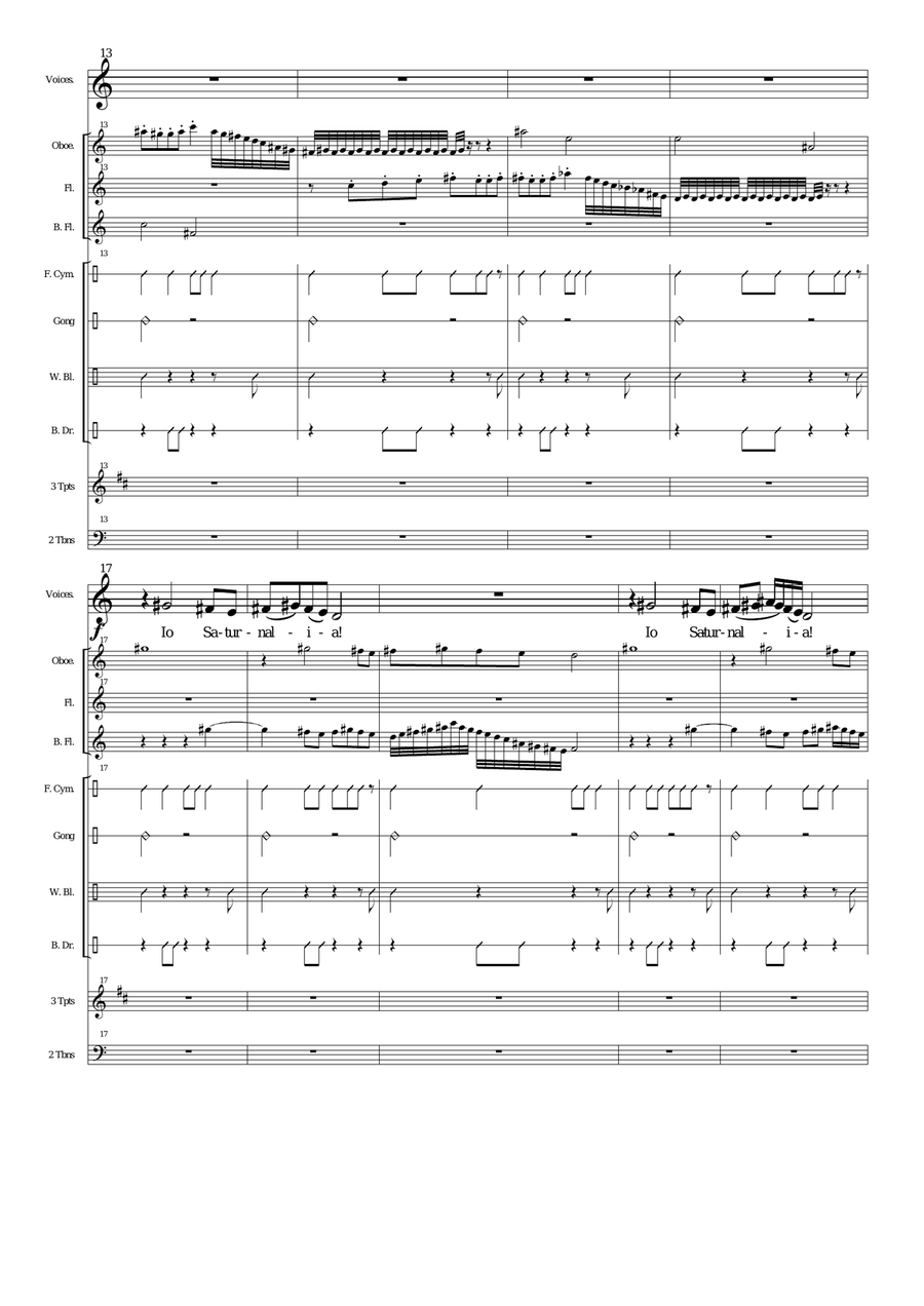 Saturnalia Song for voices, wind, brass and percussion Choir scores gallery preview page 2