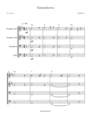 greensleeves brass quartet sheet music chord symbols