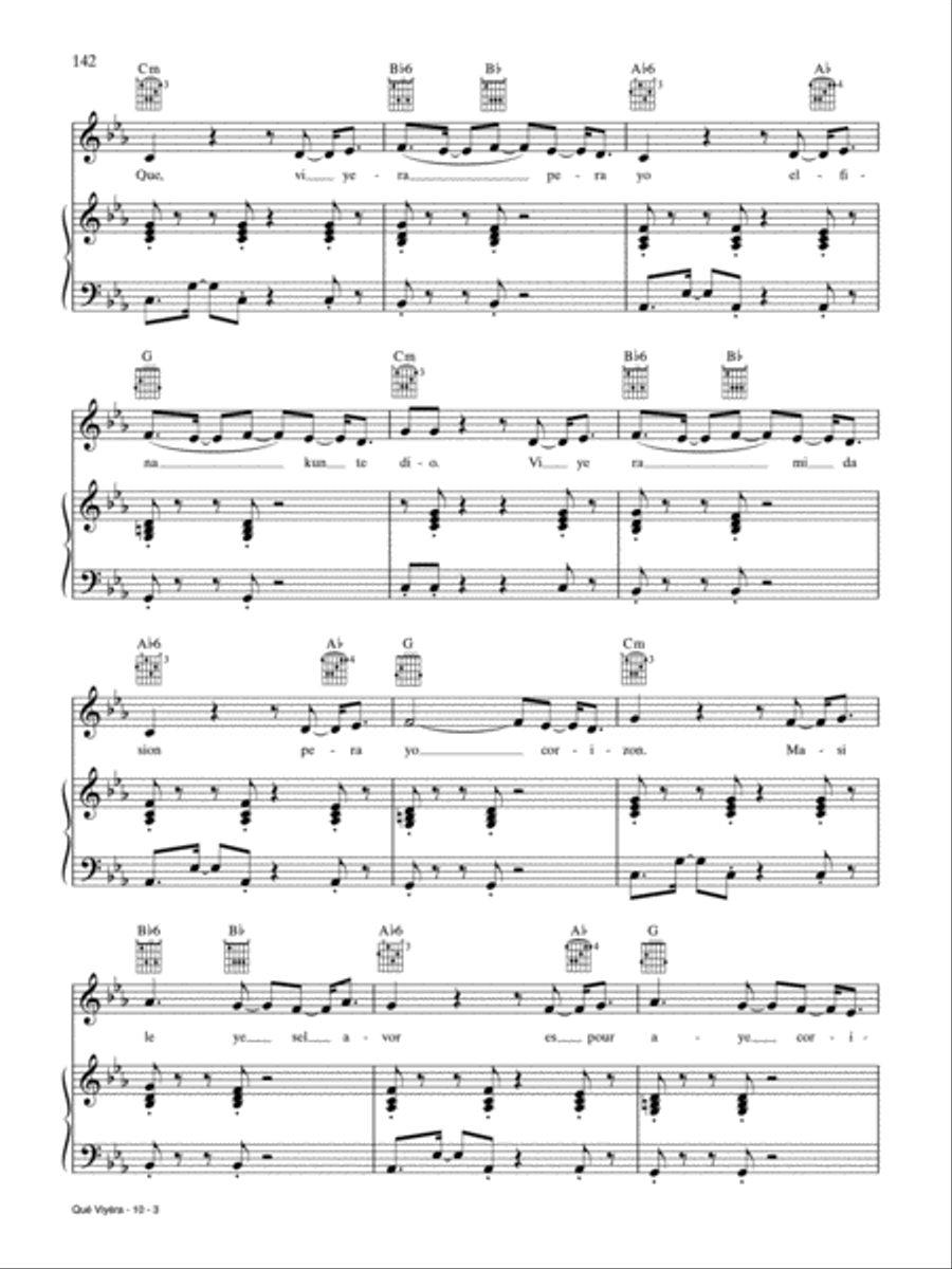 Qué Viyéra Piano, Vocal, Guitar scores gallery preview page 3
