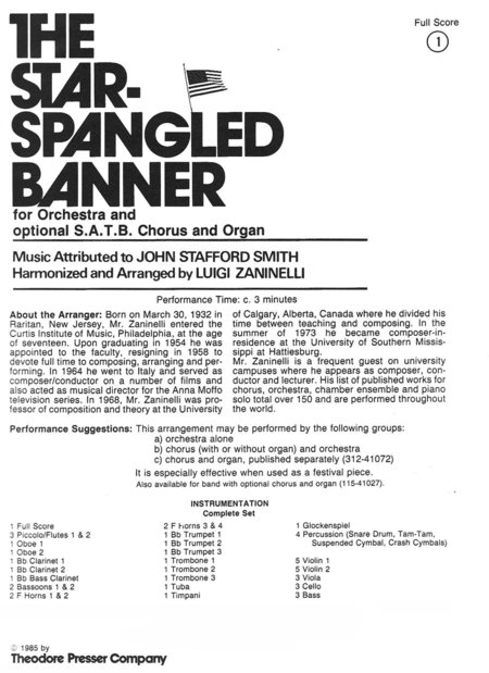 The Star Spangled Banner for Orchestra