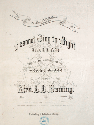 Book cover for I Cannot SIng To Night. Ballad