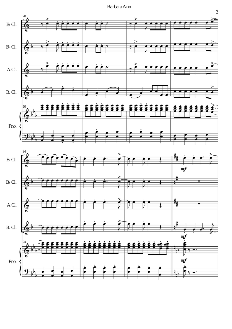 Barbara Ann B-Flat Clarinet scores gallery preview page 3