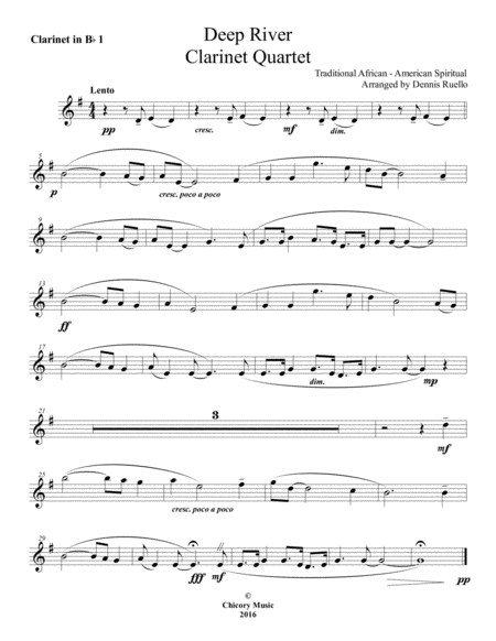 Deep River - Clarinet Quartet - Intermediate image number null