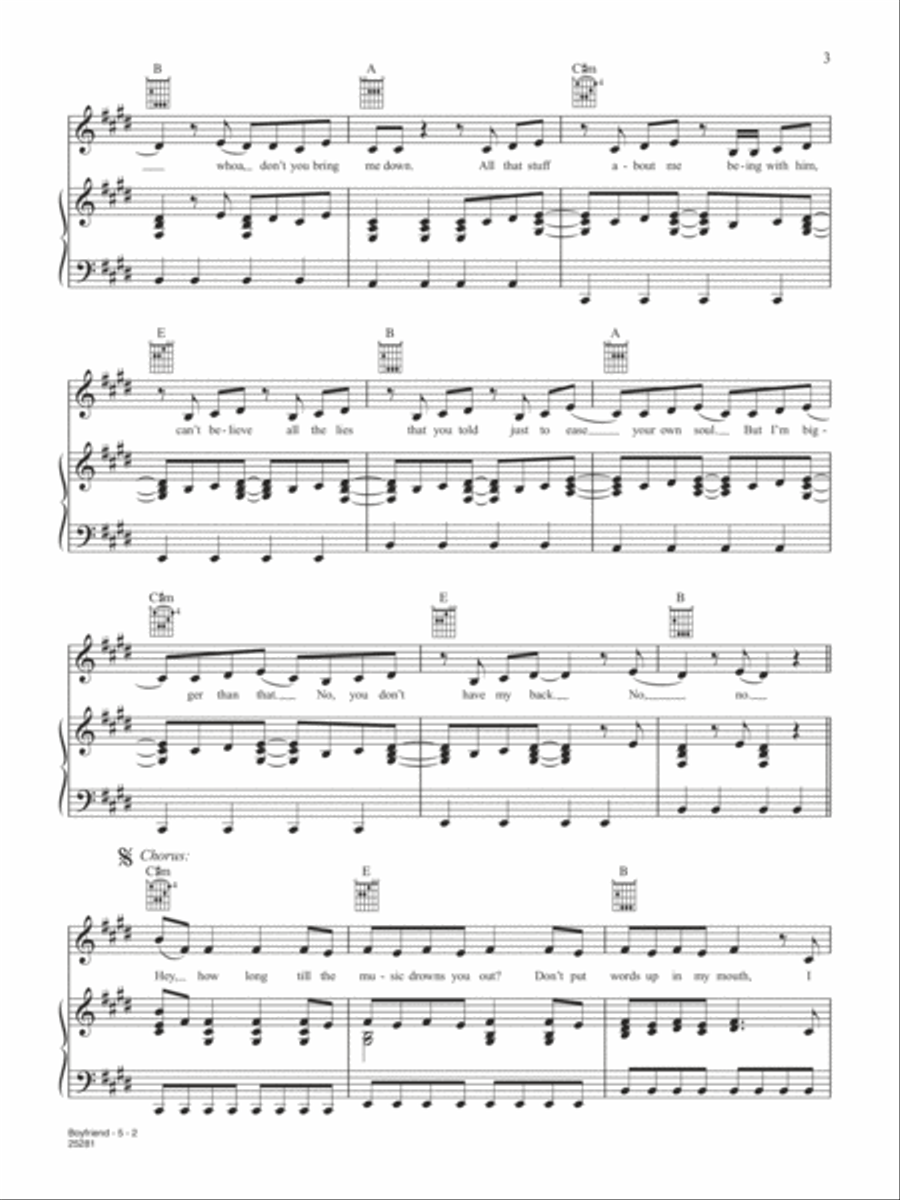 Boyfriend Boyfriend Piano, Vocal, Guitar scores gallery preview page 2