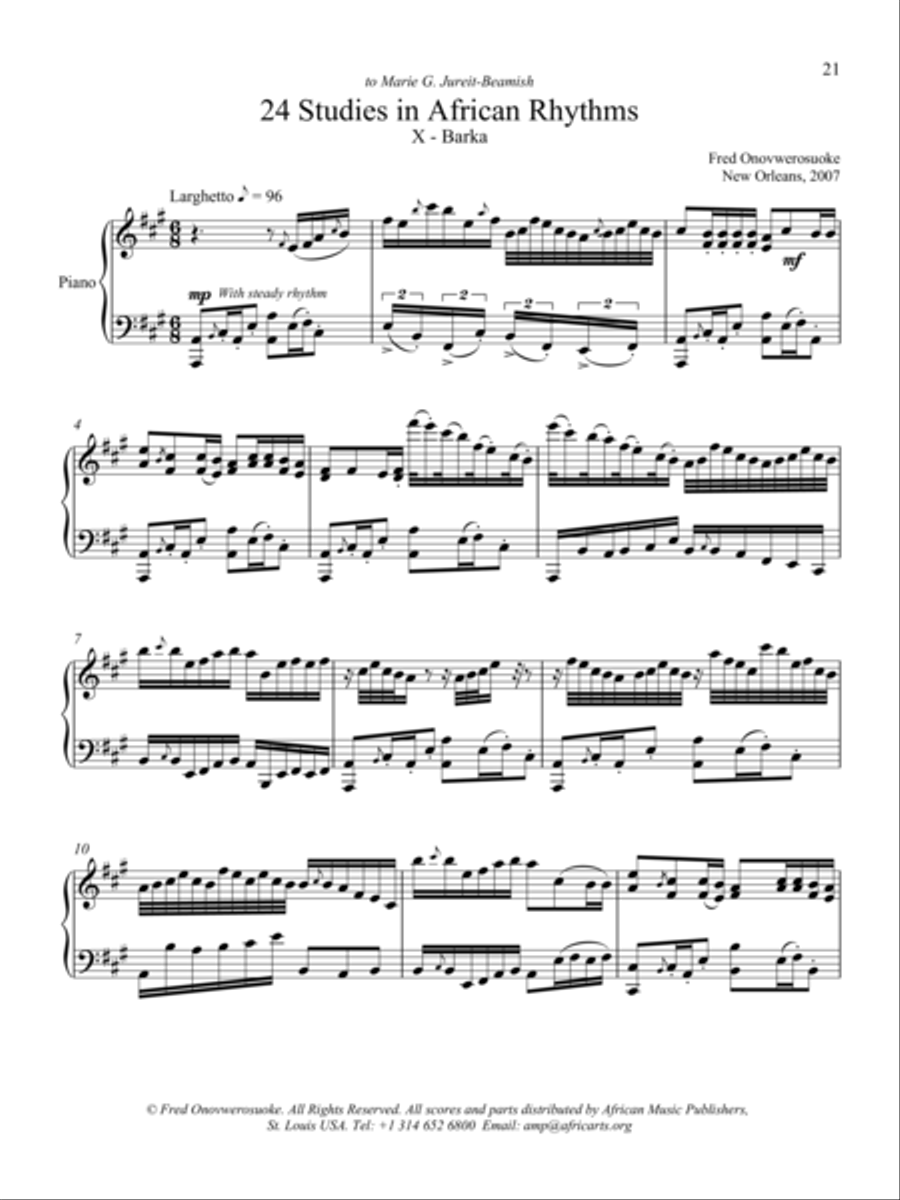 Twenty-Four Studies in African Rhythms, No. 10 Piano Method scores gallery preview page 1