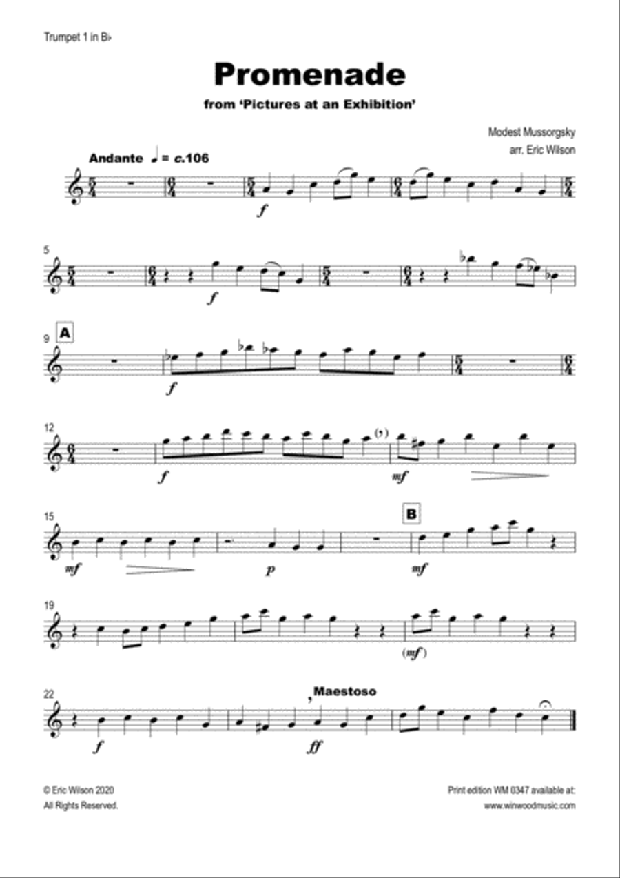 Promenade (Pictures at an Exhibition) Brass Ensemble scores gallery preview page 5