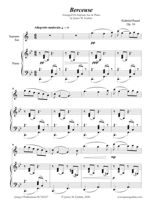 Fauré: Berceuse Op. 16 for Soprano Sax & Piano