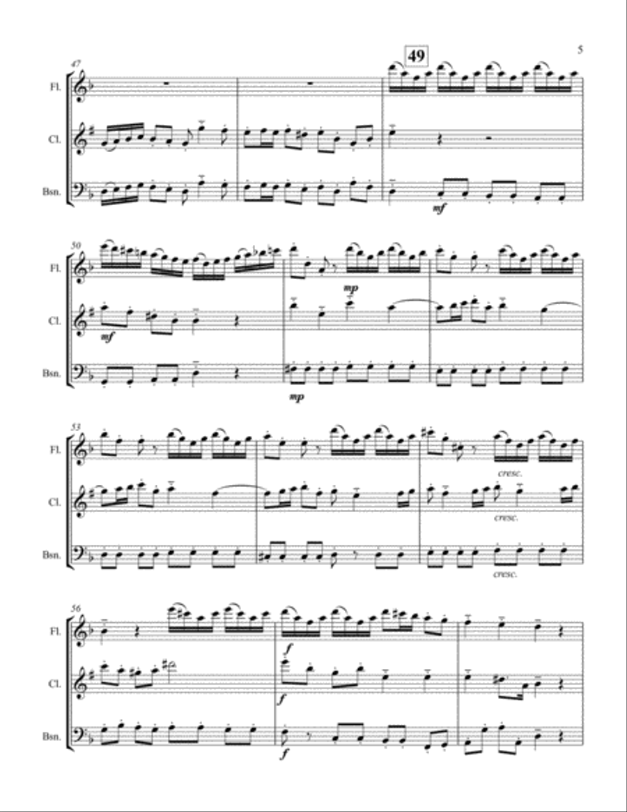 Entrance of the Queen of Sheeba for Woodwind Trio Woodwind Trio scores gallery preview page 5