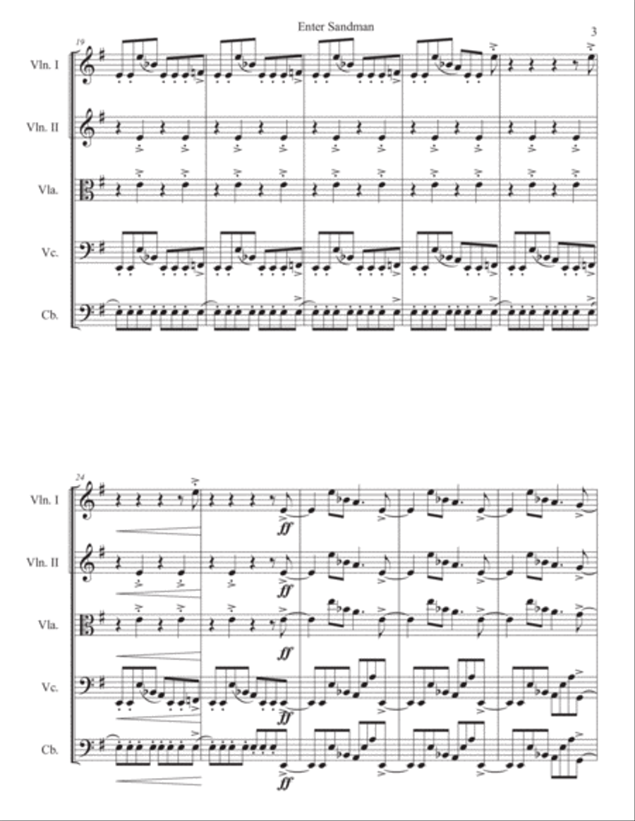 Enter Sandman Enter Sandman Cello scores gallery preview page 3