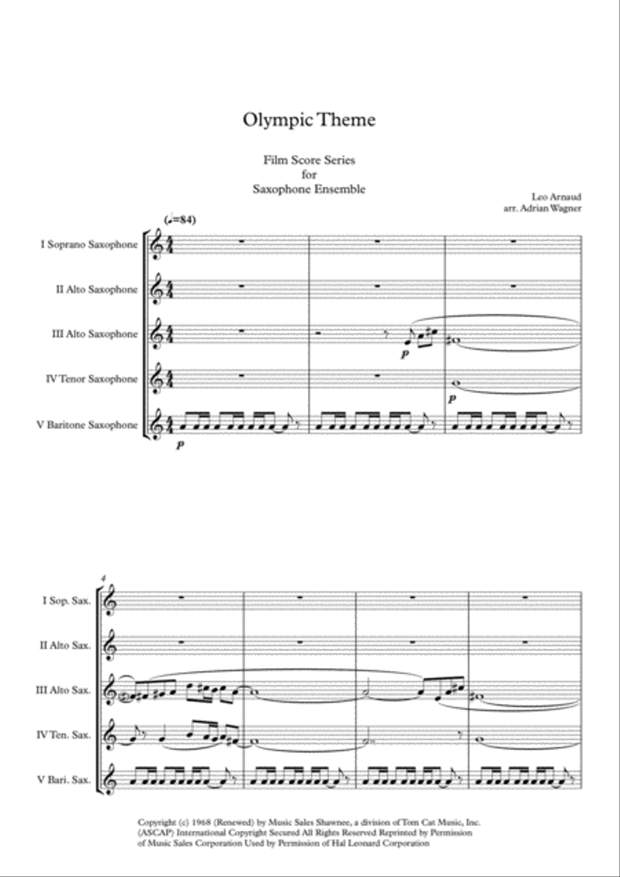 Bugler's Dream (Olympic Fanfare) Saxophone Quintet scores gallery preview page 3