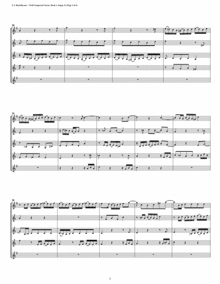 Fugue 21 from Well-Tempered Clavier, Book 1 (Clarinet Quintet) image number null