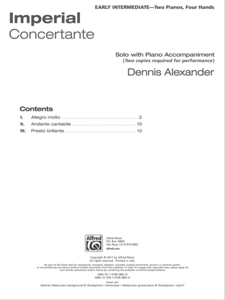 Imperial Concertante: Solo with Piano Accompaniment - Piano Duo (2 Pianos, 4 Hands) Piano Accompaniment scores gallery preview page 1