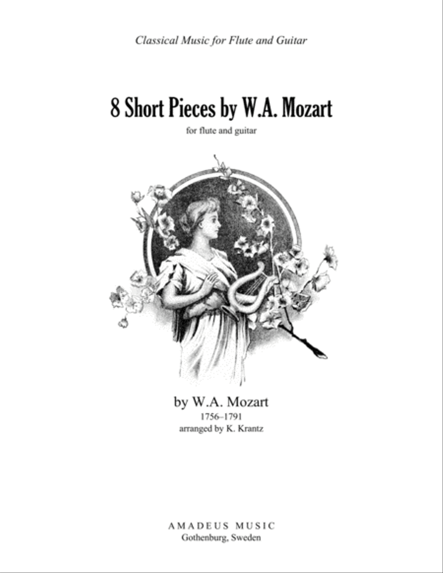 8 short pieces by W.A. Mozart arranged for flute and guitar Flute scores gallery preview page 1