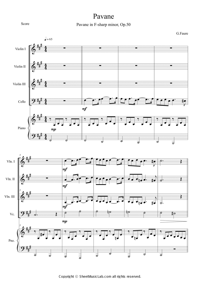 Pavane in F sharp minor, Op. 50 image number null