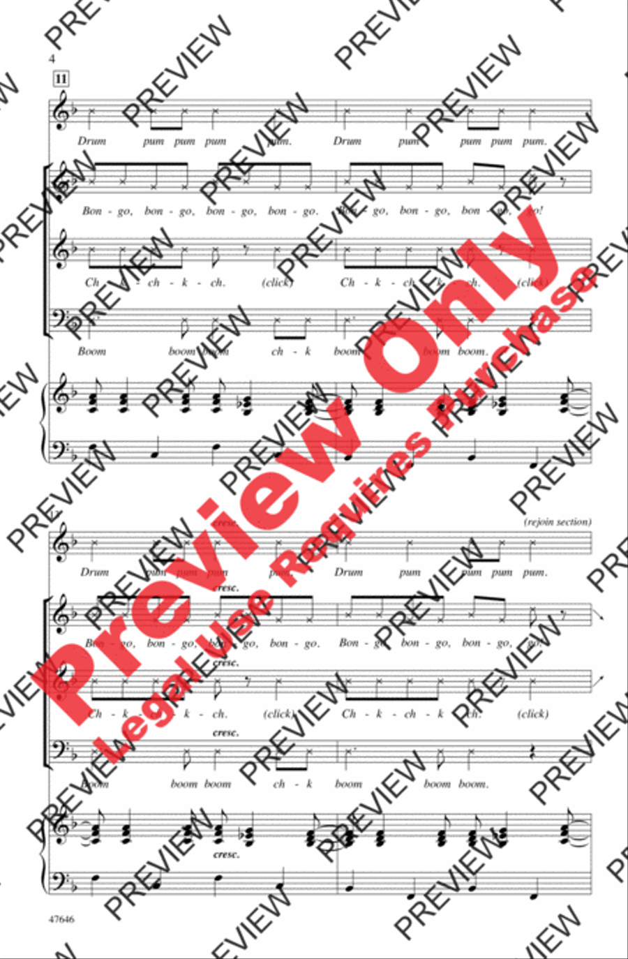 Bang the Drum All Day 3-Part scores gallery preview page 4