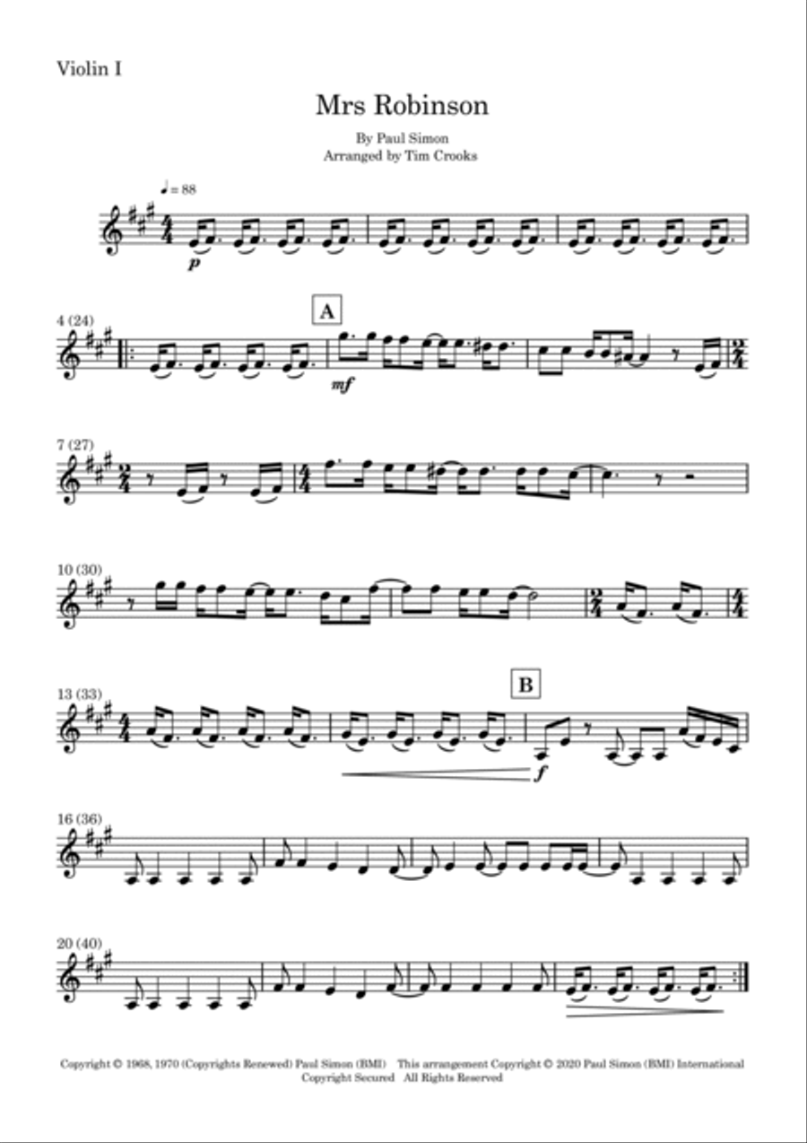 Mrs. Robinson String Quartet scores gallery preview page 5
