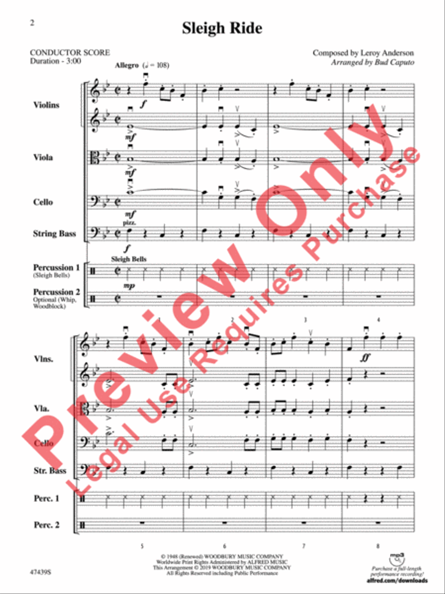 Sleigh Ride String Orchestra scores gallery preview page 3