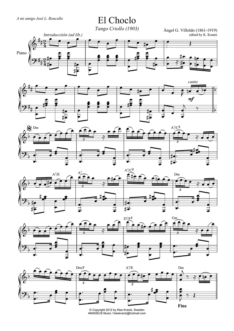 El choclo for voice and piano with guitar chords Piano, Vocal, Guitar scores gallery preview page 2