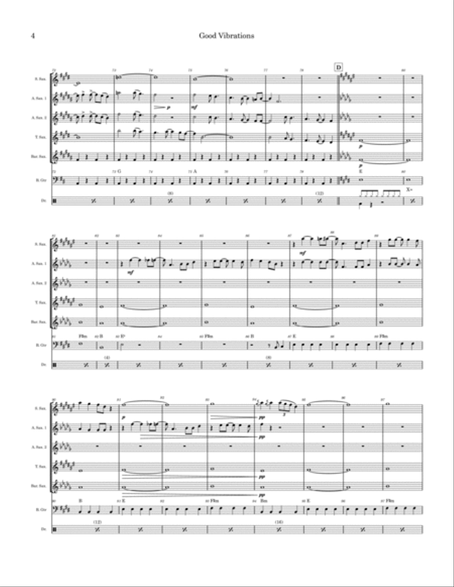 Good Vibrations Saxophone Quartet scores gallery preview page 4