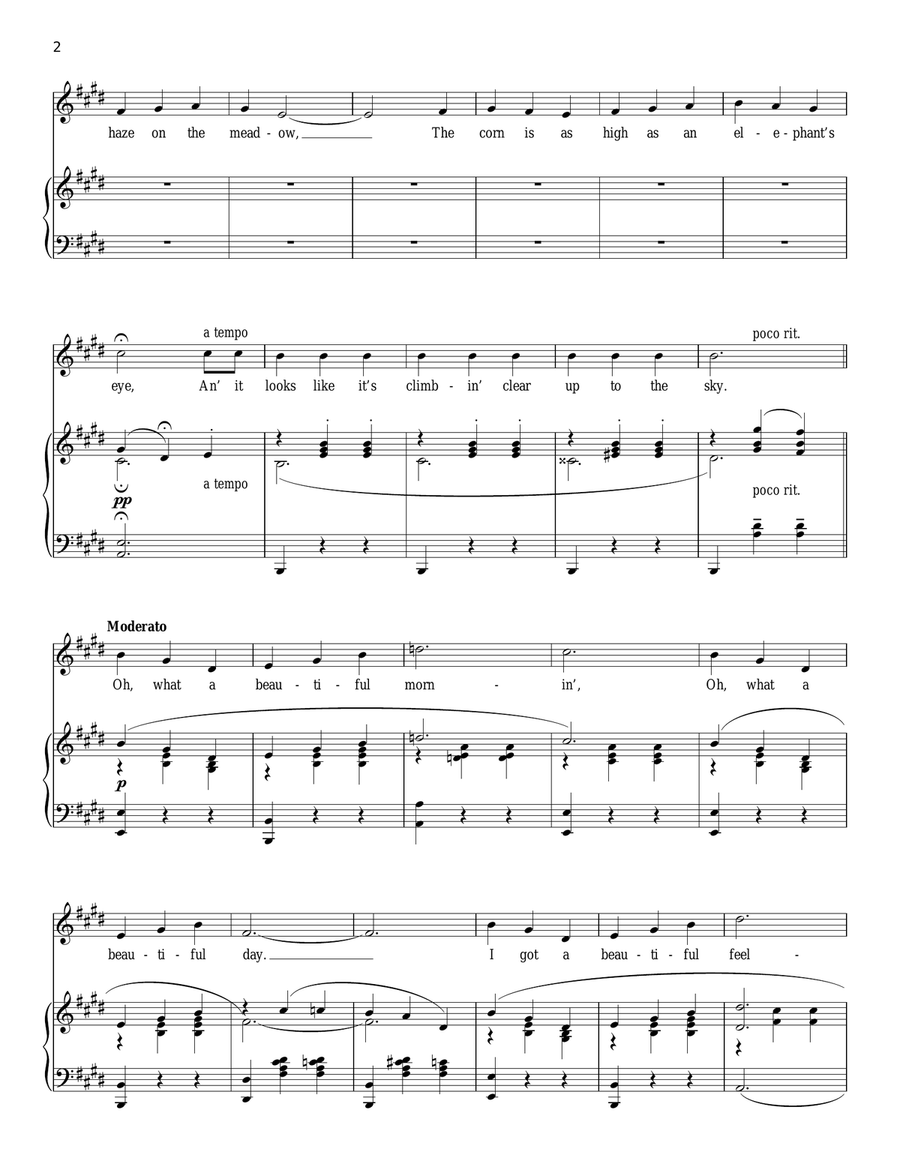 Oh, What A Beautiful Mornin' (from Oklahoma!) Piano, Vocal scores gallery preview page 2