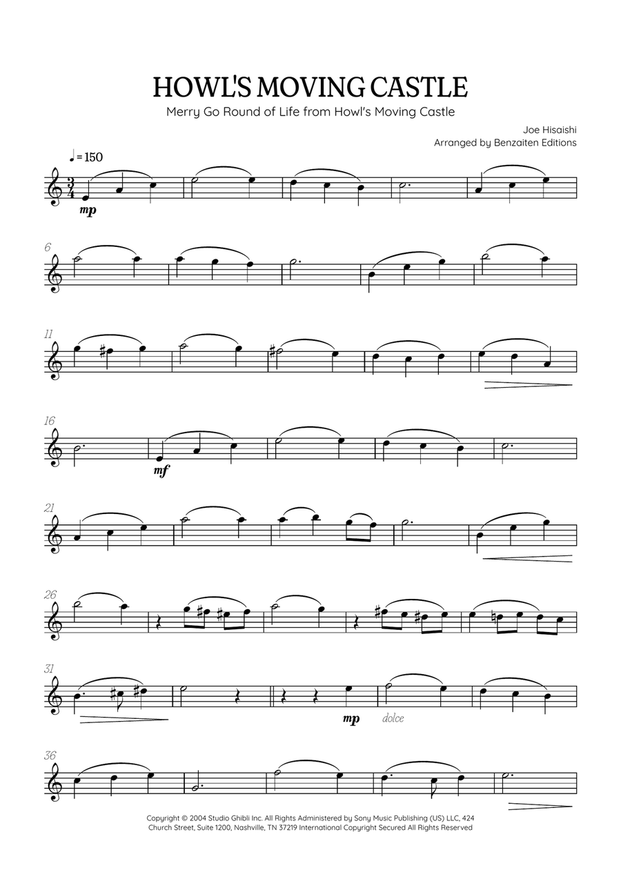 Howl's Moving Castle B-Flat Clarinet scores gallery preview page 1
