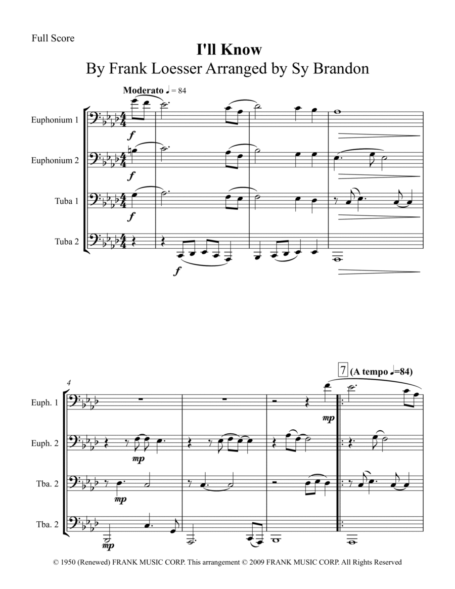 I'll Know Euphonium scores gallery preview page 1