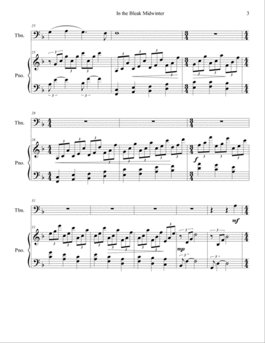 In the Bleak Midwinter (trombone/piano), arr. Brenda Portman Piano scores gallery preview page 3