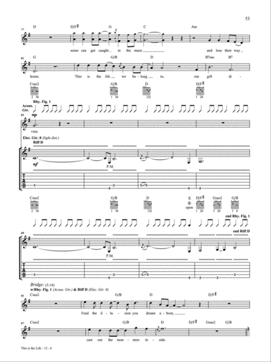 This is the Life Guitar Tablature scores gallery preview page 6