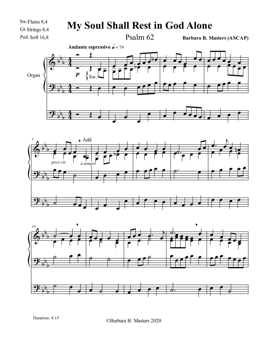 My Soul Shall Rest in God Alone Organ Solo scores gallery preview page 1
