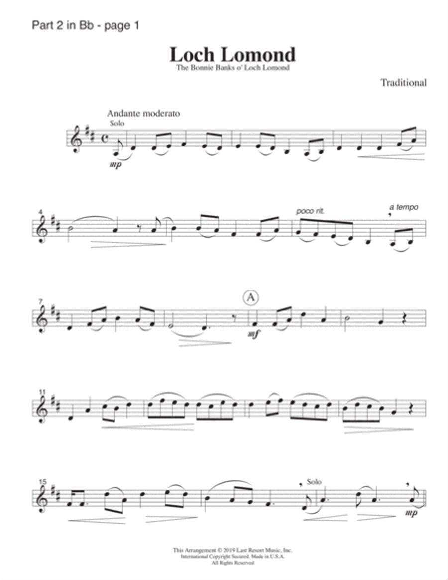 Loch Lomond for String Trio (or Wind Trio or Mixed Trio) Music for Three image number null