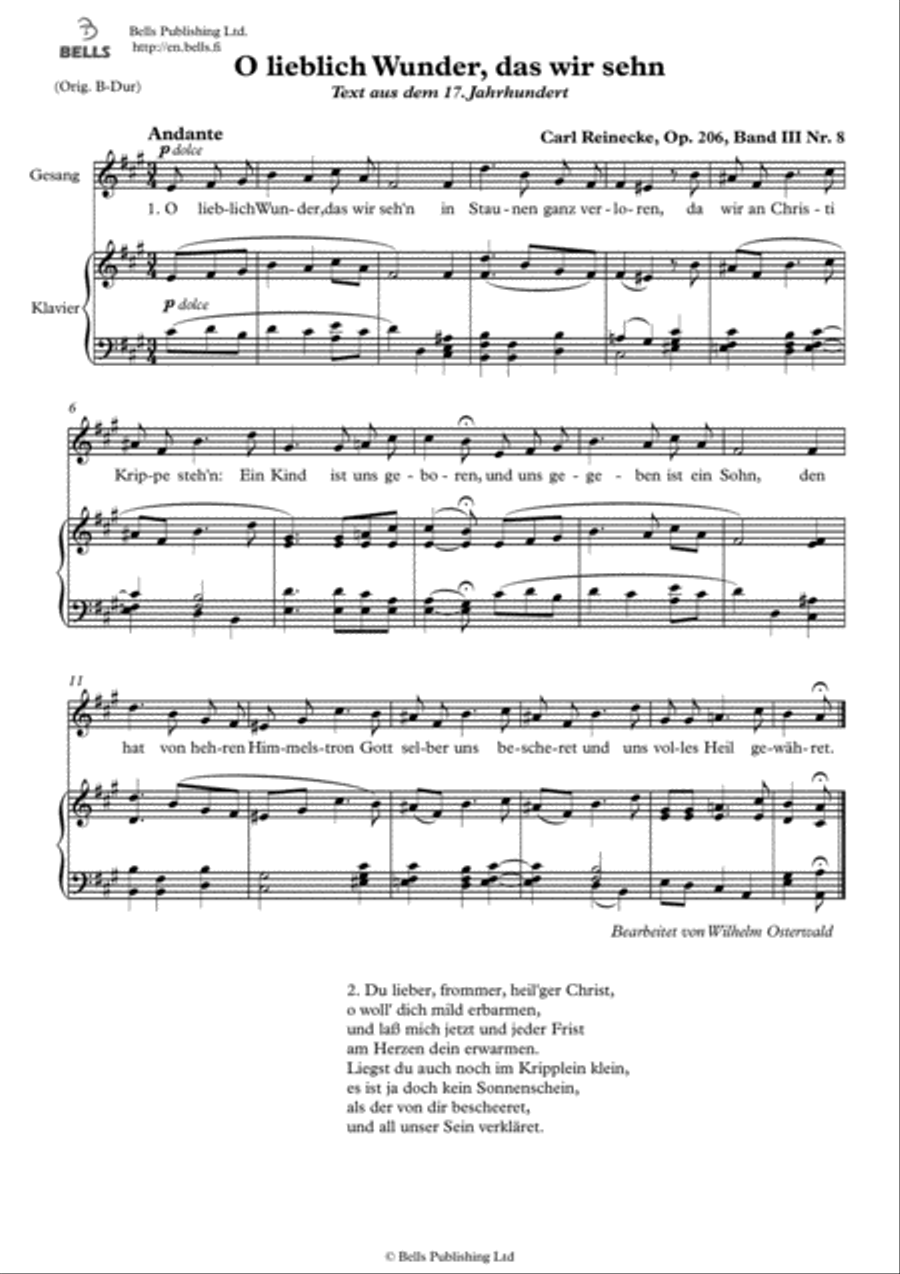 O lieblich Wunder, das wir sehn, Op. 206 (A Major) Voice Solo scores gallery preview page 1