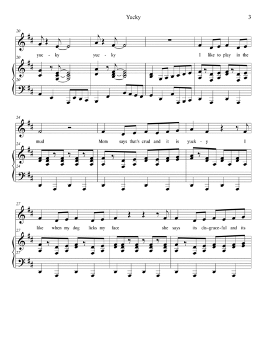 Yucky Unison Choir scores gallery preview page 3