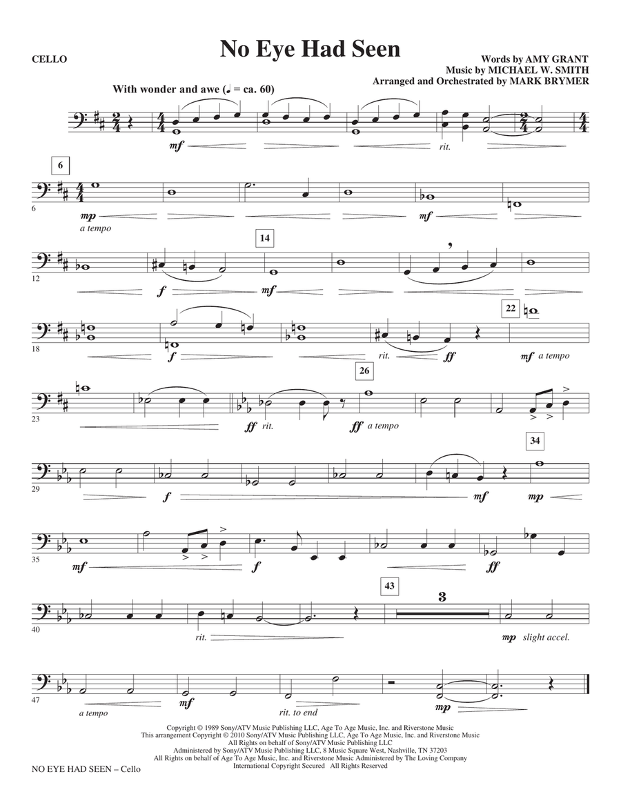 No Eye Had Seen - Cello