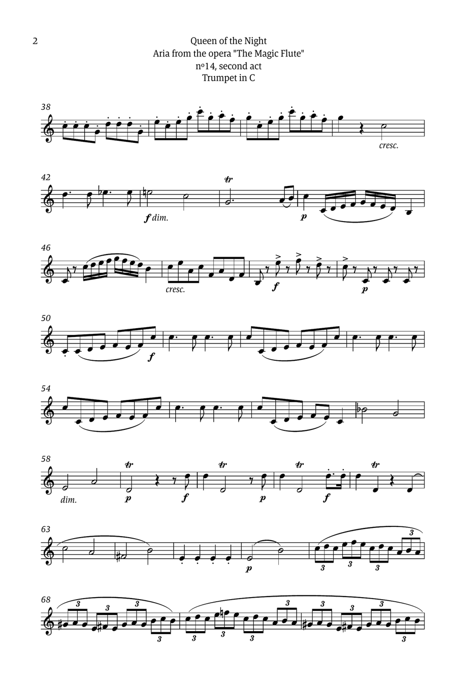 Queen of the Night - for solo trumpet in C Chamber Music scores gallery preview page 2