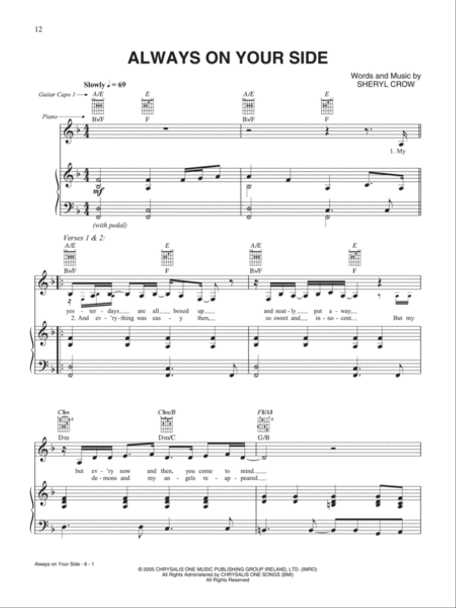 Always On Your Side Piano, Vocal, Guitar scores gallery preview page 1