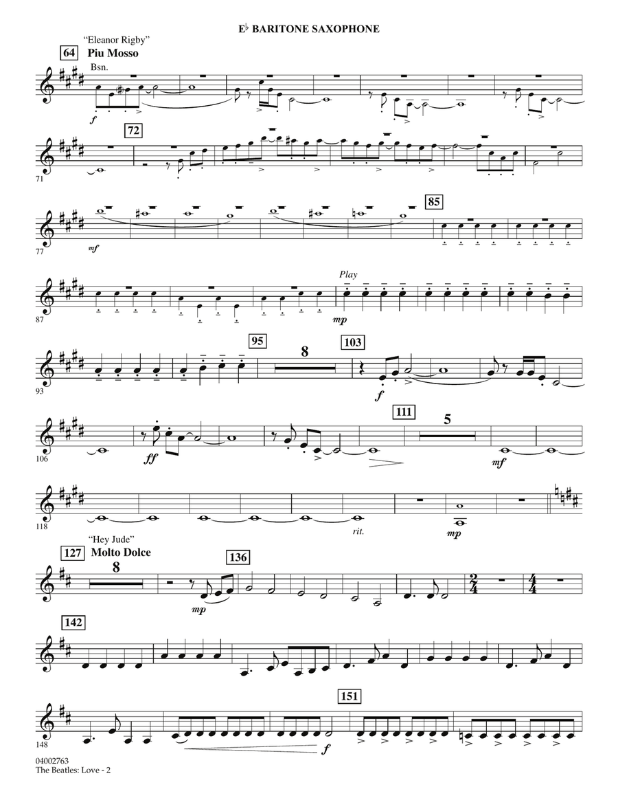 The Beatles: Love - Eb Baritone Saxophone Concert Band scores gallery preview page 2