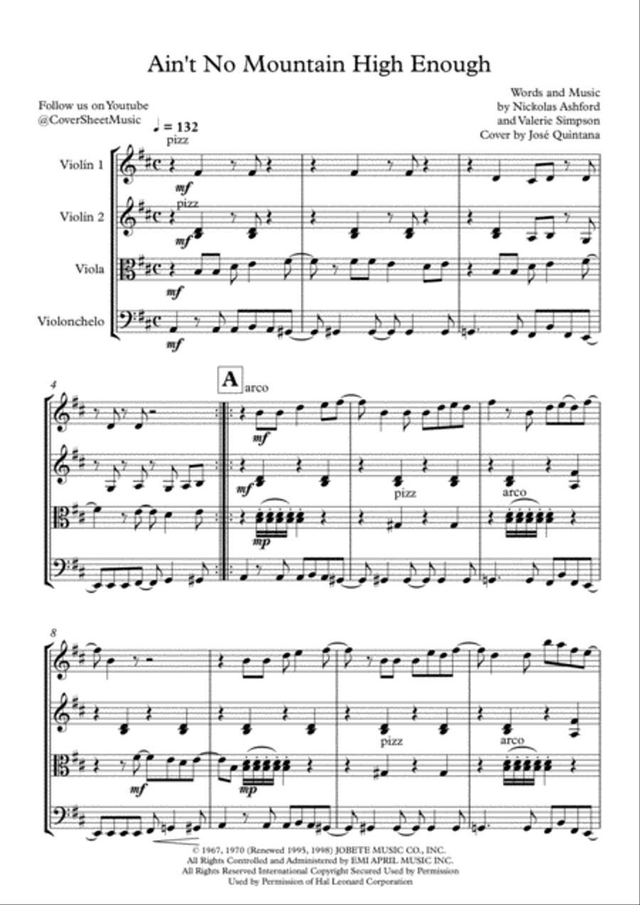 Ain't No Mountain High Enough String Quartet scores gallery preview page 2