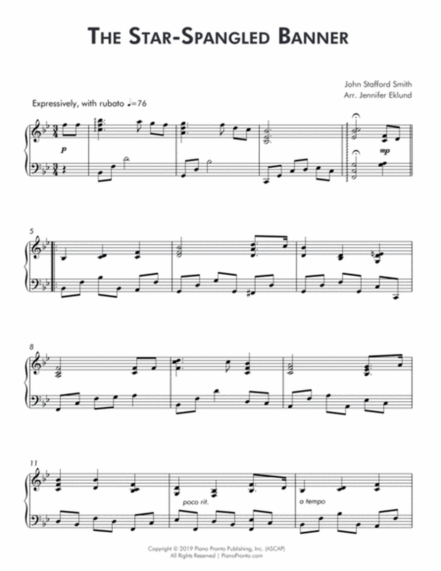 The Star-Spangled Banner (Intermediate Lyrical Piano) image number null