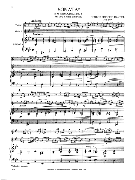 Sonata In G Minor, Opus 2, No. 8