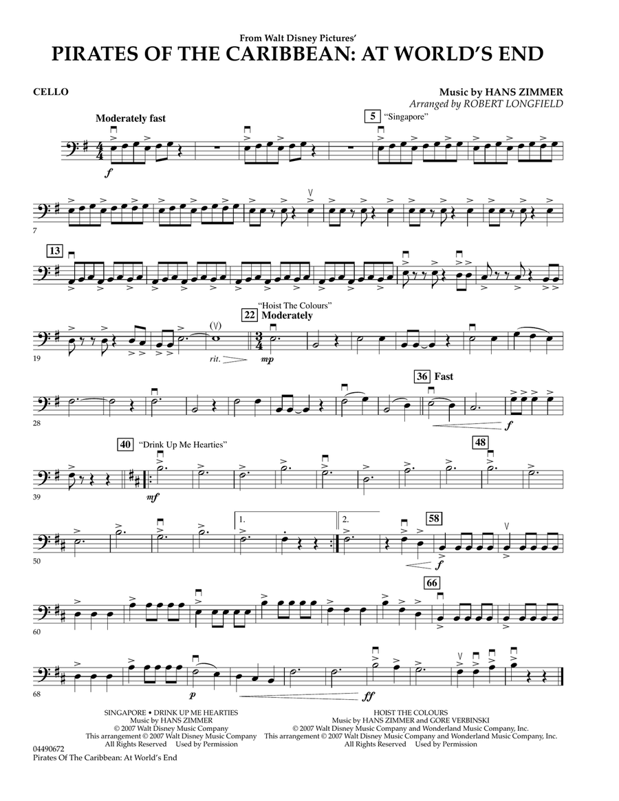 Pirates of the Caribbean: At World's End - Cello Orchestra scores gallery preview page 1