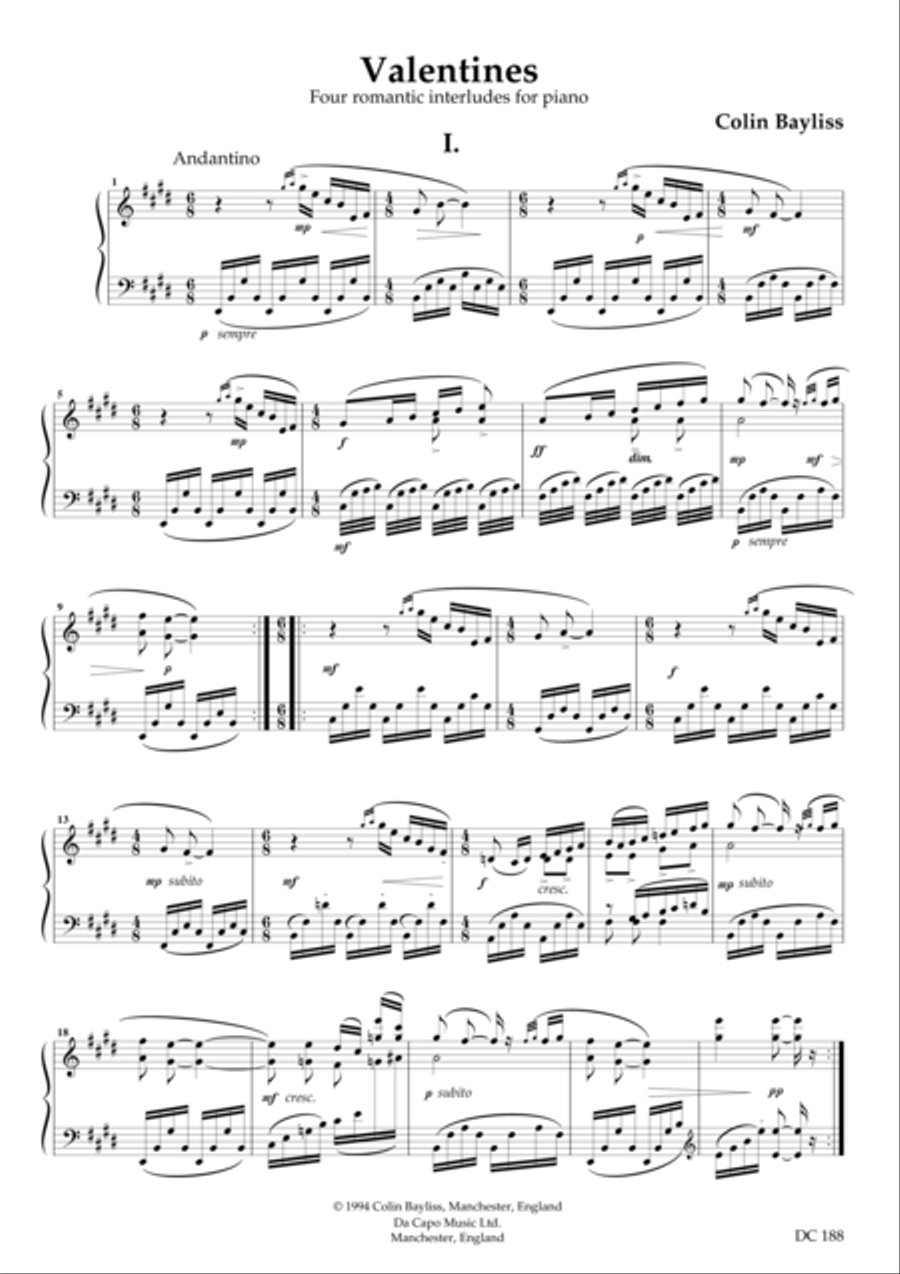 Valentines - four romantic interludes Piano Solo scores gallery preview page 1