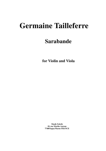 Germaine Tailleferre: Sarabande for violin and viola