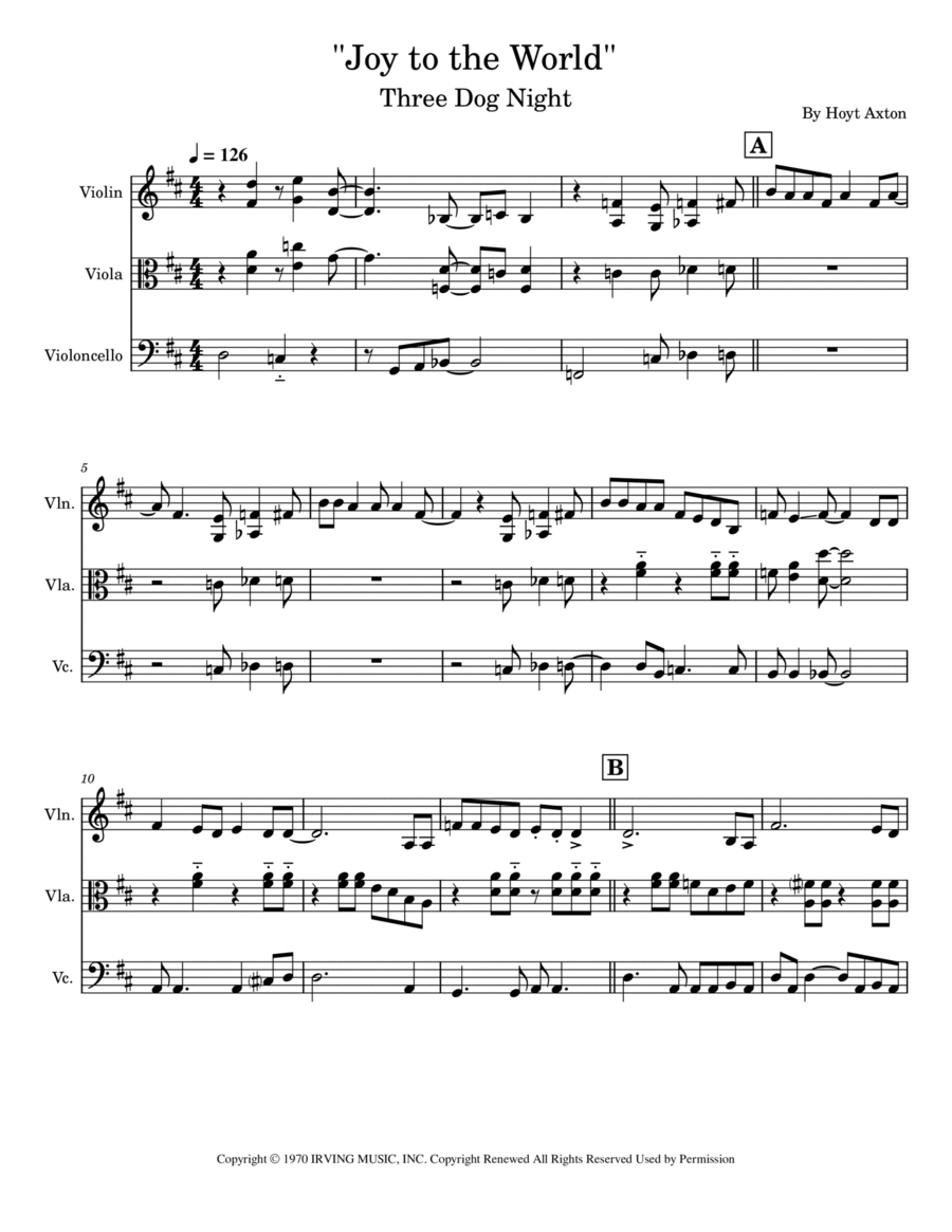 Joy To The World String Trio scores gallery preview page 1