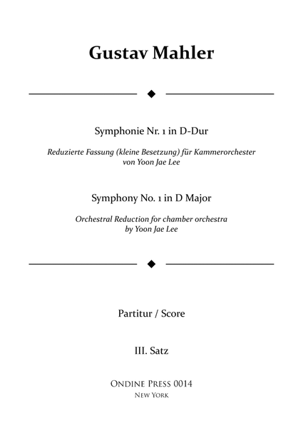 Mahler (arr. Lee): Symphony No. 1 in D Major 3rd movement - Score Only
